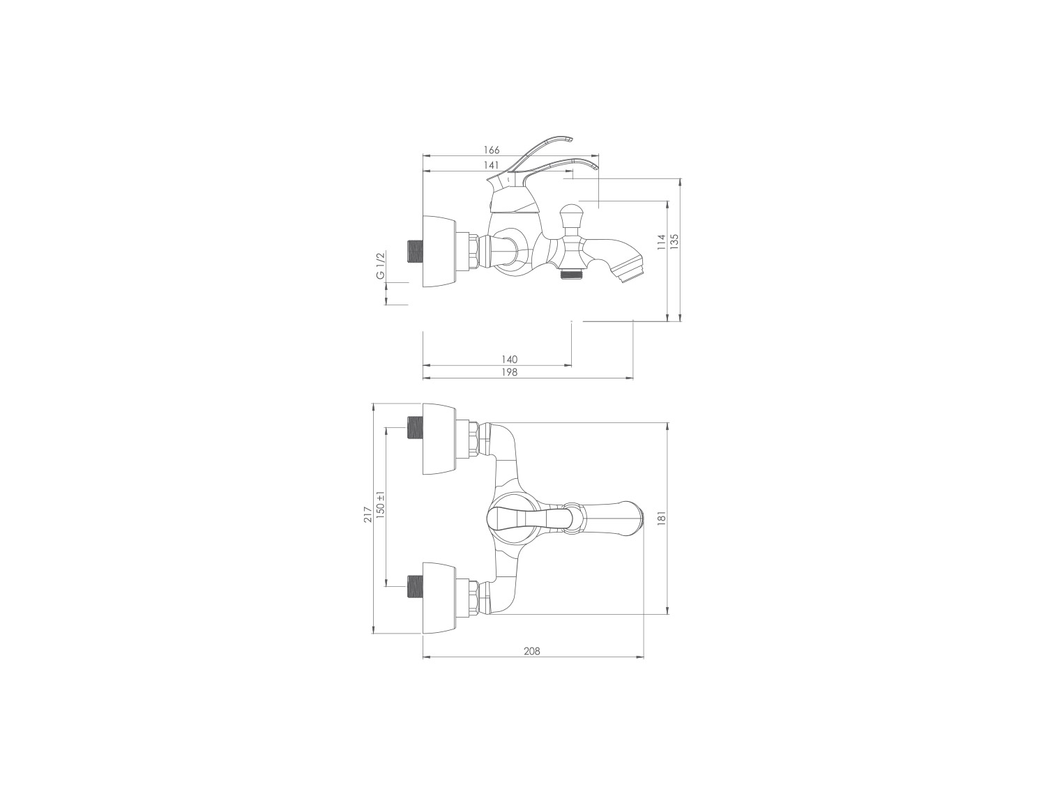 کلاسیک شیر حمام طلا مات-2