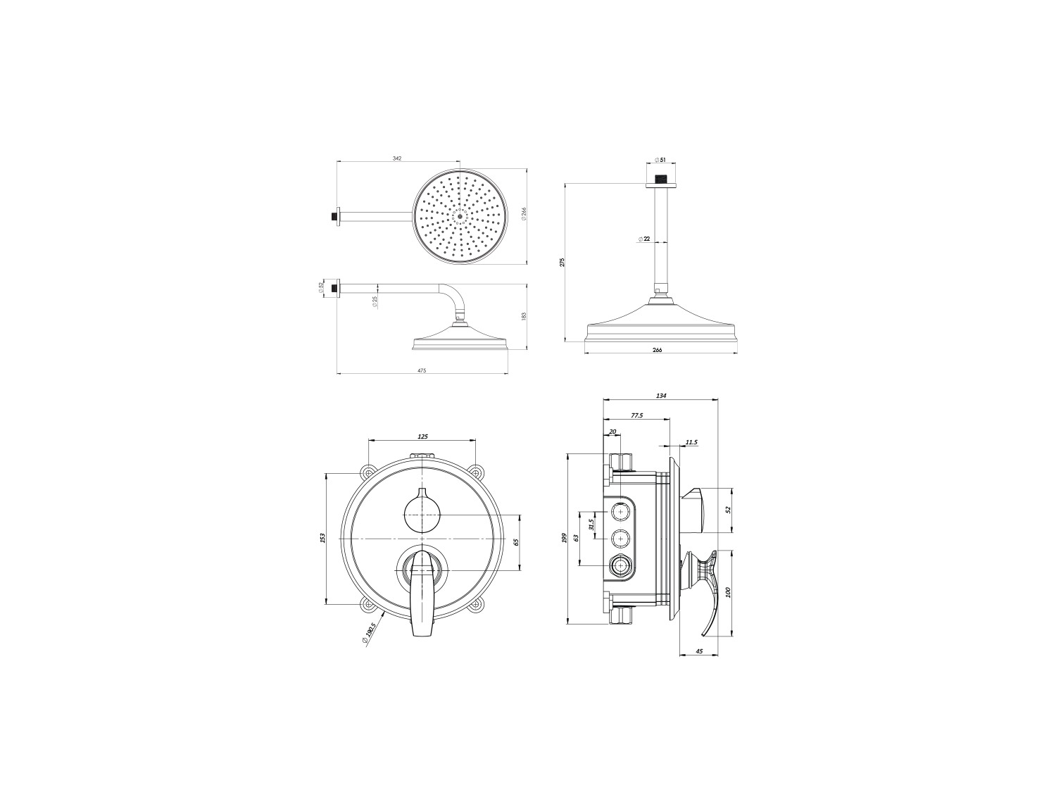 gloris shower concealed chrome tip 1-2