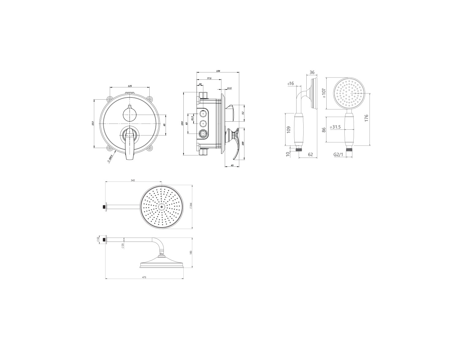 gloris shower concealed chrome tip 3-2