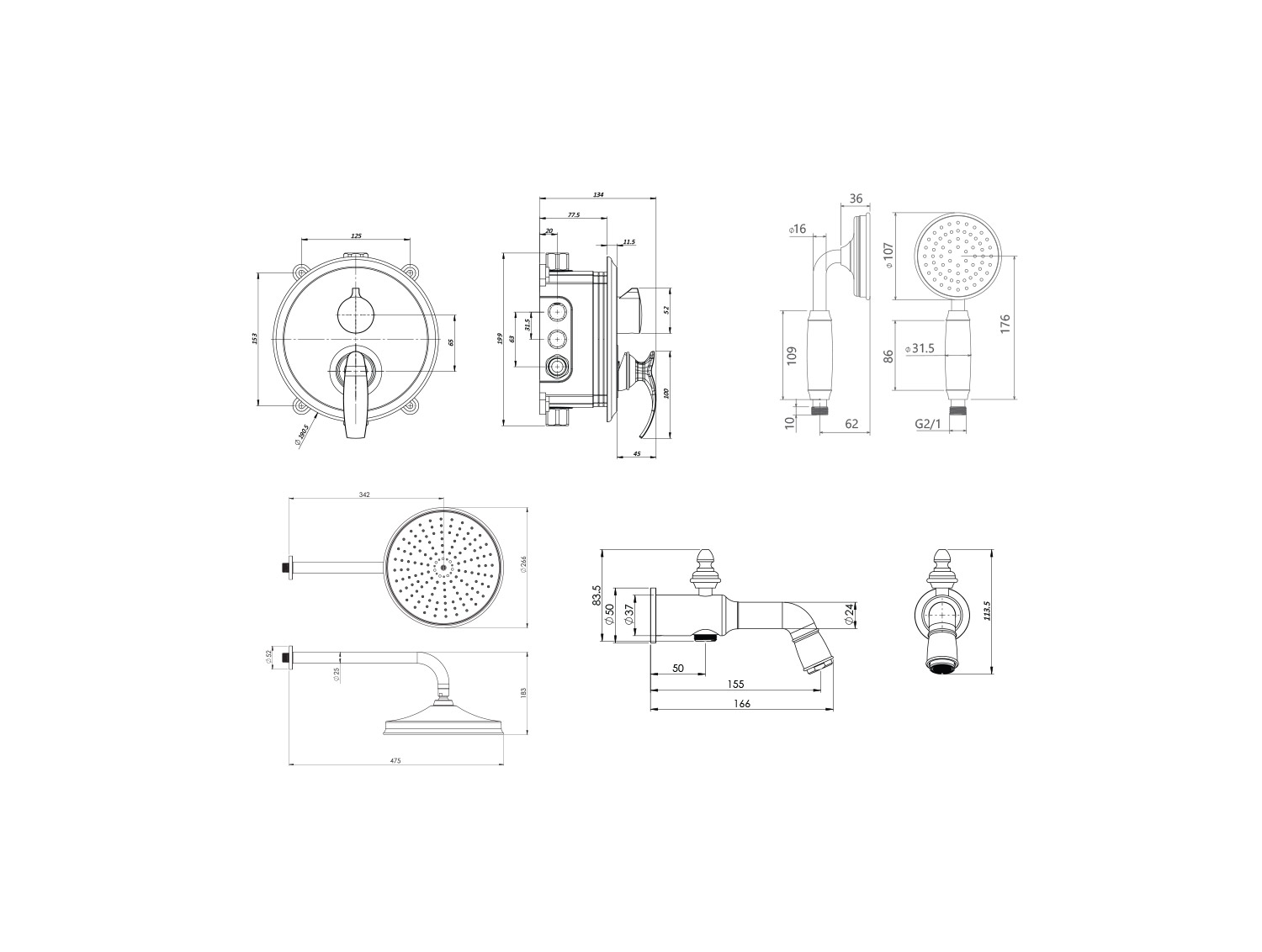 gloris shower concealed  chrome tip 4-2