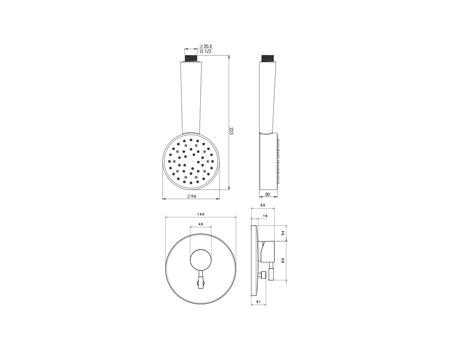 Marino shower  Concealed Chrome  Tip2-2