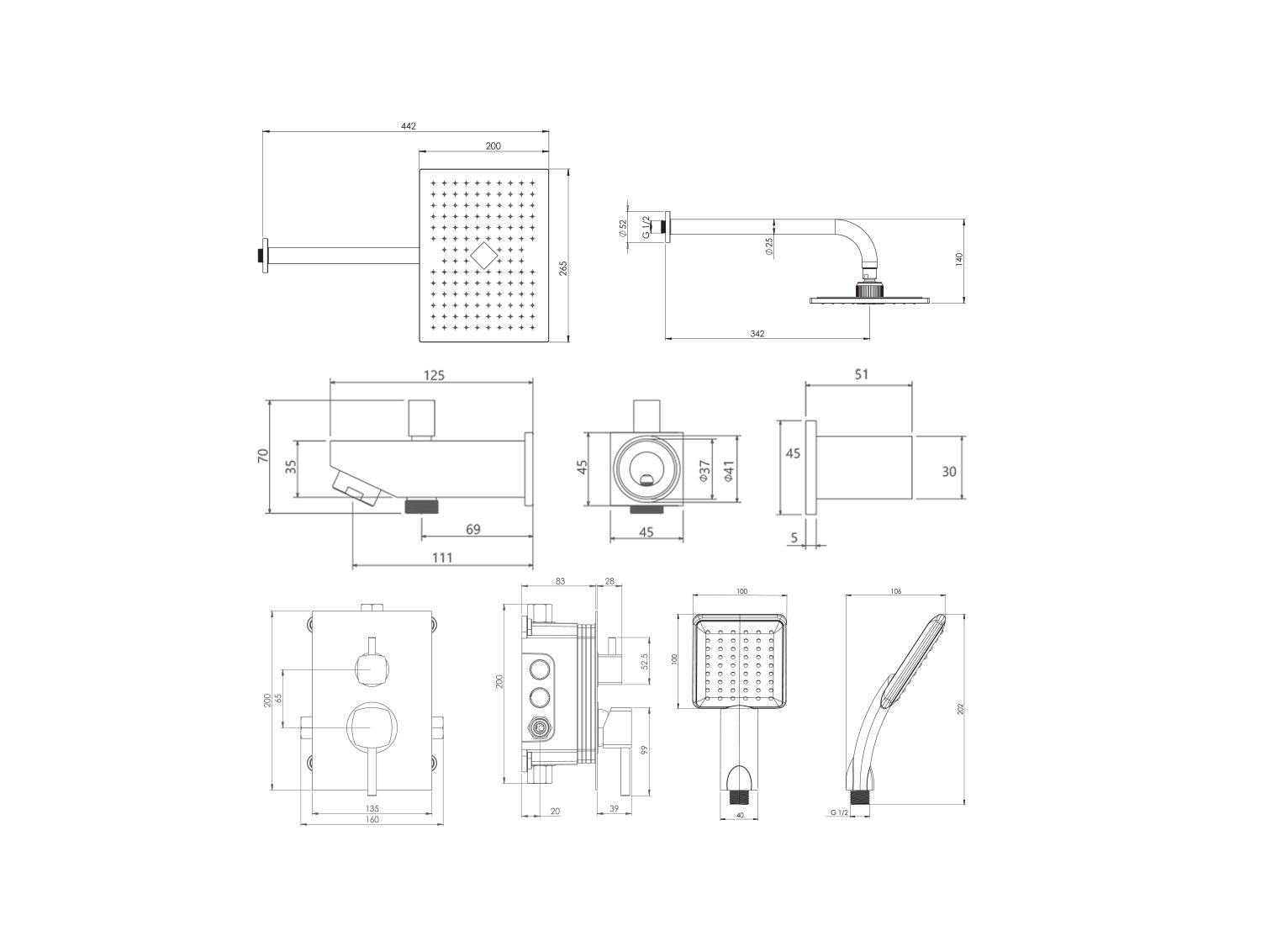 رومر ABS دوش توکار کروم تیپ4-2