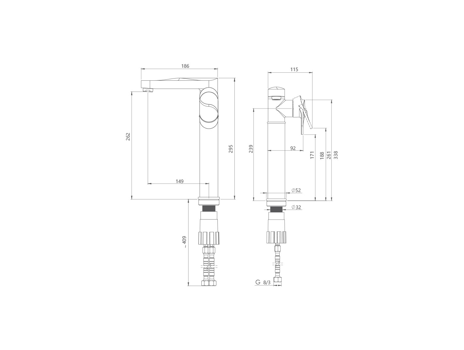 اسمارت شیر روشویی پایه بلند کروم-2