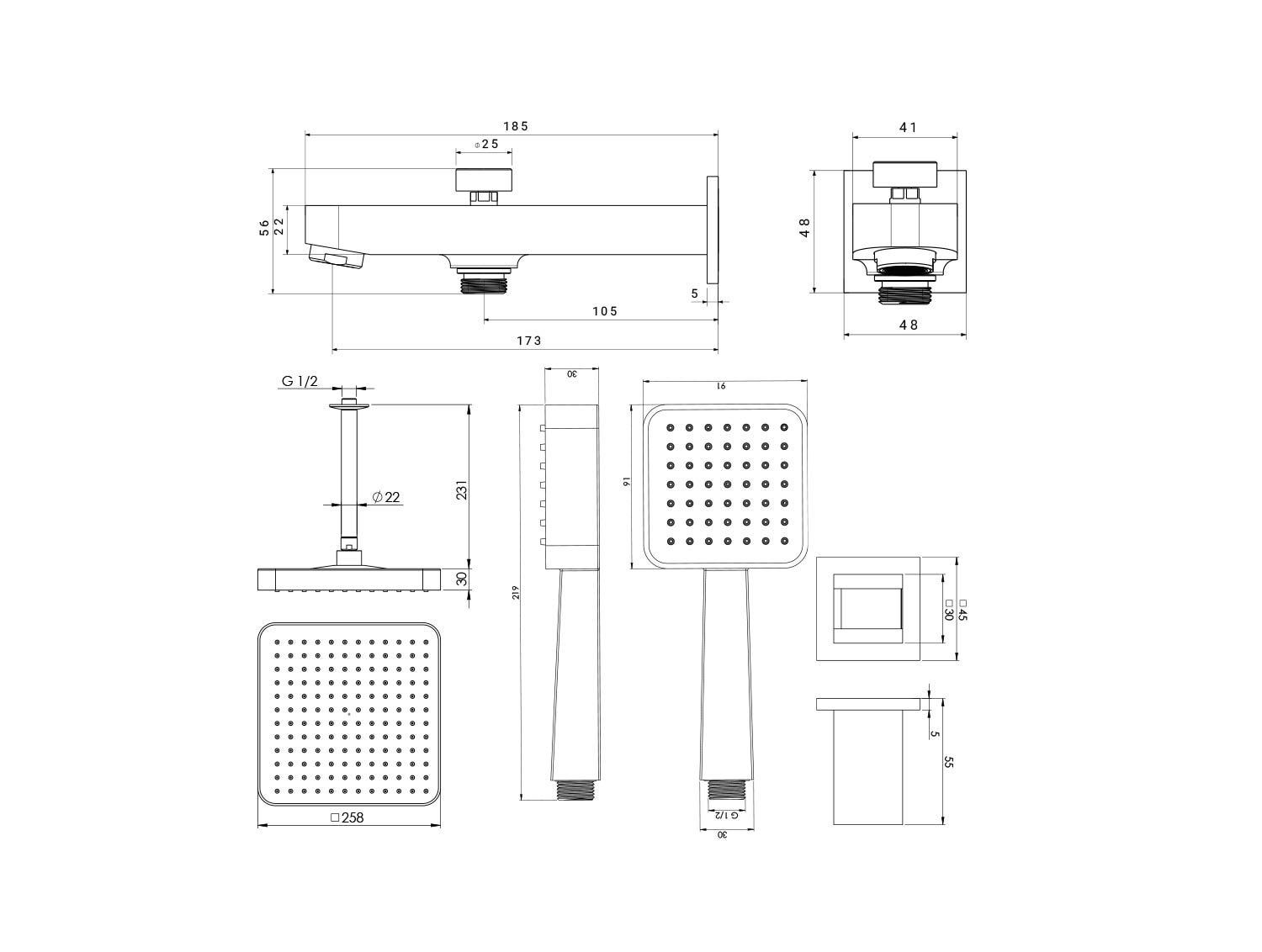 Tyne shower Concealed Black Tip4-2